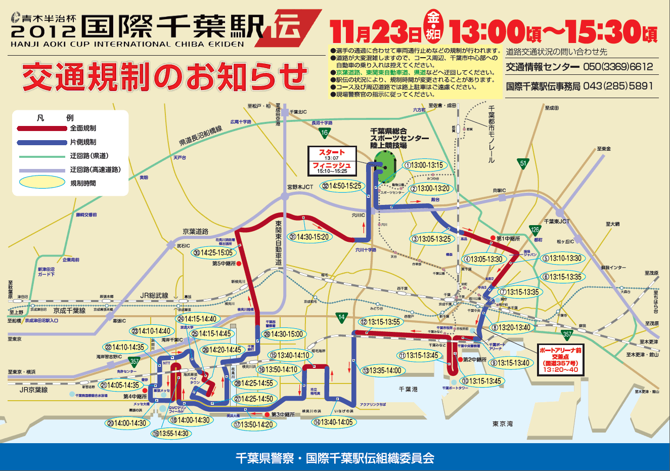 国際千葉駅伝 2012年11月23日　交通規制のお知らせ